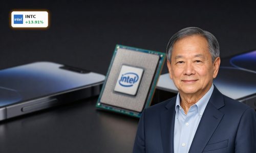Intel Apple Deal concept with Intel chip and Apple device symbolizing new US foundry partnership