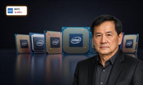 Intel Plunge spotlighted by dramatic AI server chips and processors under moody lighting