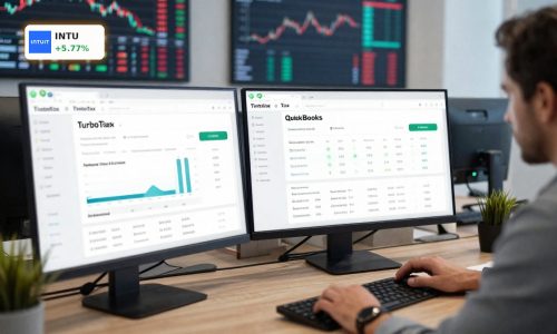 Intuit Analysis on TurboTax and QuickBooks growth with AI and policy risks in a fintech office