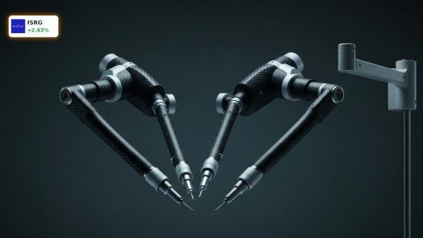 A futuristic robotic surgical arm highlighting Intuitive Surgical Earnings.
