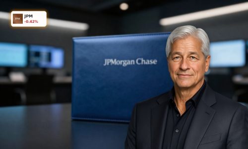 JPMorgan Private Credit Risk symbolized by locked blue portfolio case in a dark trading room