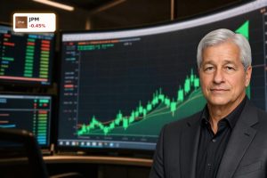 JPMorgan Earnings reflected in a soaring candlestick chart amid active trading backdrop