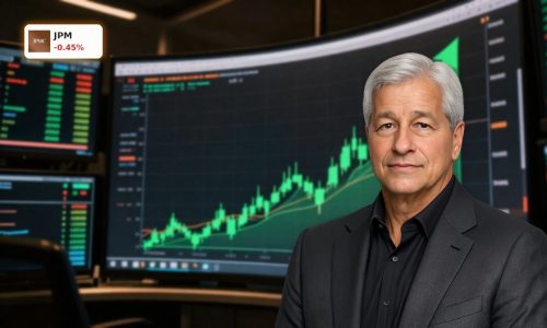 JPMorgan Earnings reflected in a soaring candlestick chart amid active trading backdrop