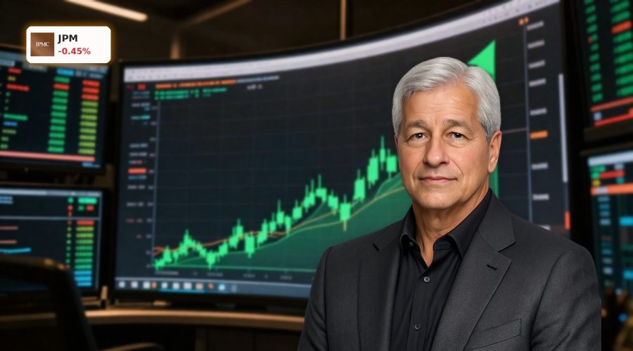 JPMorgan Earnings reflected in a soaring candlestick chart amid active trading backdrop