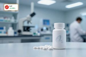 Eli Lilly Foundayo GLP-1 weight-loss pill concept in a modern laboratory setting.