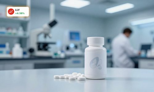 Eli Lilly Foundayo GLP-1 weight-loss pill concept in a modern laboratory setting.