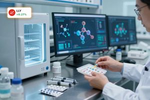 Eli Lilly Weight-Loss Strategy illustrated by GLP-1 drug research lab with injectables and oral pills