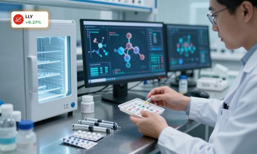 Eli Lilly Weight-Loss Strategy illustrated by GLP-1 drug research lab with injectables and oral pills