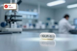 Eli Lilly GLP-1 pill concept in a modern lab symbolizing new obesity drug Foundayo