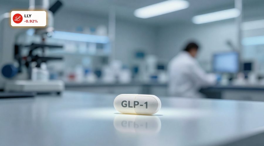 Eli Lilly GLP-1 pill concept in a modern lab symbolizing new obesity drug Foundayo