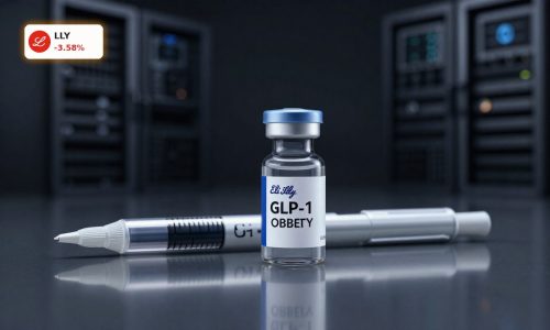 Premium GLP-1 drug vials and pen injectors symbolizing Eli Lilly Investment in obesity treatments