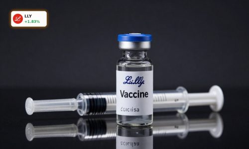 Eli Lilly Acquisition vaccine expansion shown with premium vial and syringe on dark background