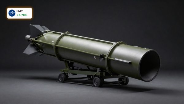 Lockheed Martin THAAD Contract highlighted by ultra-realistic THAAD interceptor missile on dark background