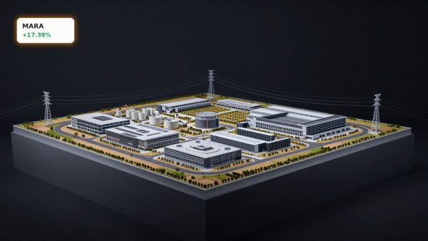 MARA Texas Acquisition concept showing Texas power and AI infrastructure campus with substation and data center elements