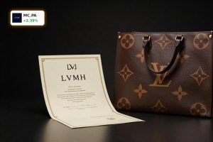 LVMH Ownership Structure visualized with luxury bag and share certificate symbolizing Arnault family control