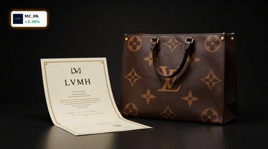 LVMH Ownership Structure visualized with luxury bag and share certificate symbolizing Arnault family control