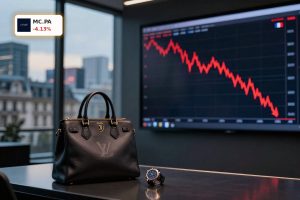 Trading screen with LVMH Luxury Analysis focus as luxury stocks slide in soft-luxury sector.