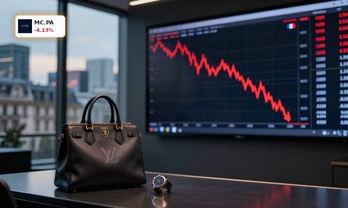 Trading screen with LVMH Luxury Analysis focus as luxury stocks slide in soft-luxury sector.