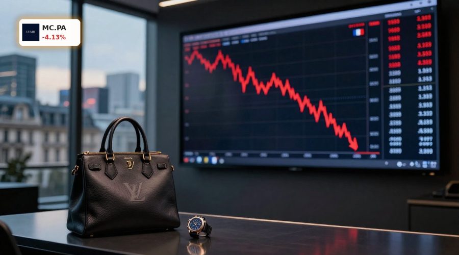 Trading screen with LVMH Luxury Analysis focus as luxury stocks slide in soft-luxury sector.