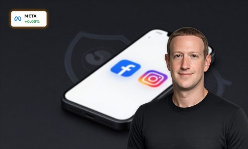 Smartphone with Facebook and Instagram apps under digital shield, symbolizing Meta Child Safety issues in EU