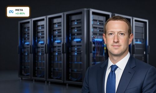 Meta AI Infrastructure GPU server racks in a dark data center