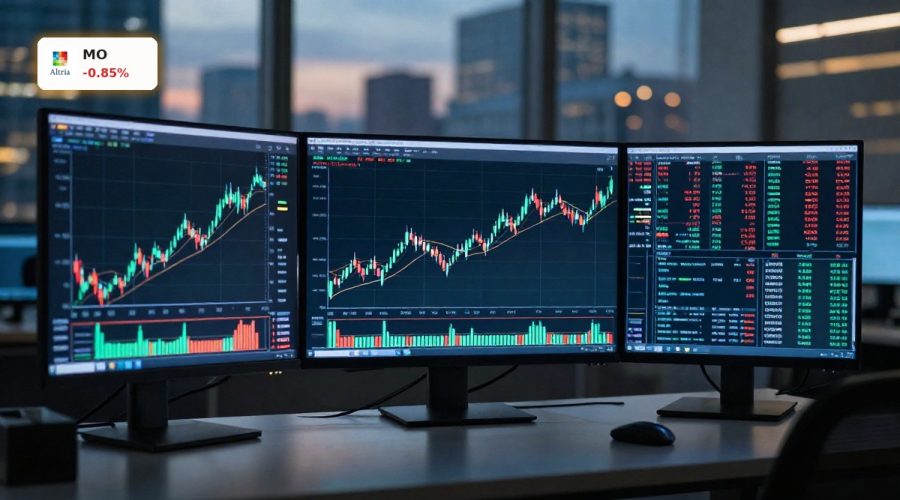 Stylized stock chart reflecting Altria Dividend Strategy cash flow and payout risk.