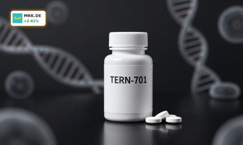 Merck Terns Acquisition visualized with premium TERN-701 oncology drug concept