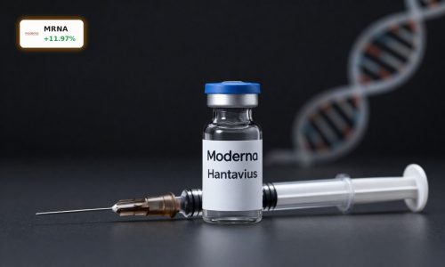 Moderna Hantavirus vaccine vial and syringe symbolizing MRNA stock rally