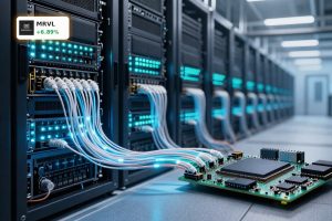 Silicon photonics hardware and AI data center racks highlighting the Marvell NVIDIA Partnership