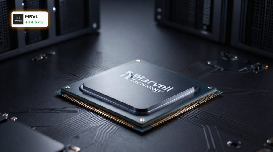 Premium AI data center chip and hardware symbolizing Marvell Technology Earnings growth