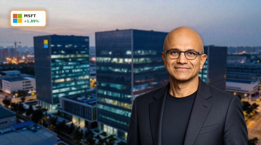 Microsoft AI Strategy visualized through expansive data center and HQ campus reflecting MSFT growth debate