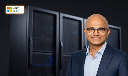 Microsoft AI Infrastructure with Azure-style server racks and enterprise AI data center hardware