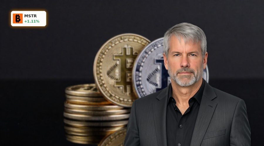 MicroStrategy Capital Strategy visualized with premium Bitcoin stack symbolizing $42B ATM funding power