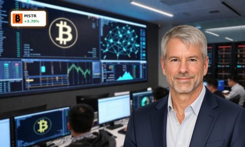 High-end trading and security room illustrating MicroStrategy Bitcoin Strategy with institutional-scale BTC infrastructure.