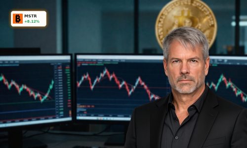 Candlestick chart reflecting MicroStrategy Bitcoin Strategy volatility with recent 3.1% slide