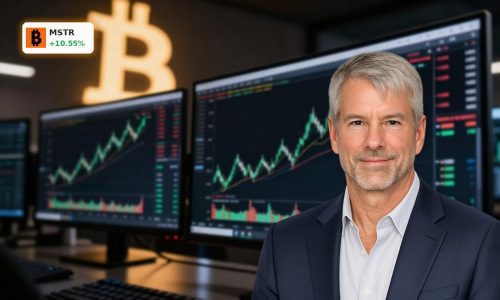 Bullish trading screen symbolizing MicroStrategy Bitcoin Expansion rally tied to leveraged BTC gains