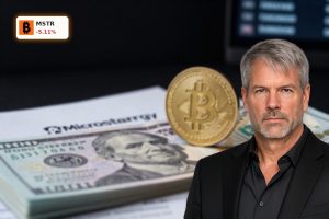 MicroStrategy Convertible Notes concept with Bitcoin coin on corporate bonds