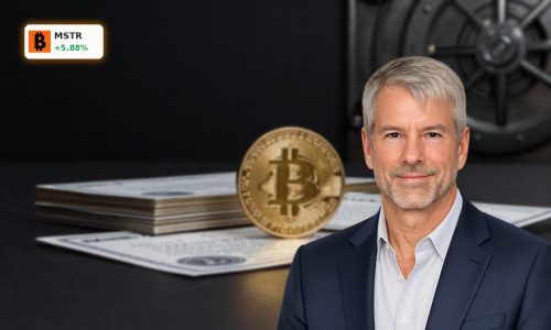 MicroStrategy Bitcoin Sales focus on Bitcoin coin with securities stack symbolizing MSTR liquidation risk