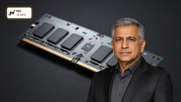 Micron AI Memory HBM4 chips and advanced memory modules in a premium dark product shot