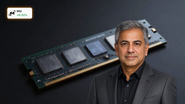 Micron Weekly Recap featuring ultra-realistic DRAM and HBM memory chips on a dark premium studio background