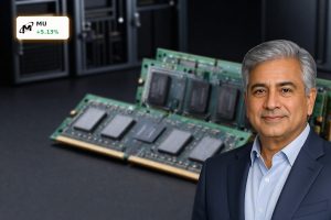 Micron Earnings boosted by AI demand, premium DRAM and HBM memory chips symbolizing the global AI memory boom