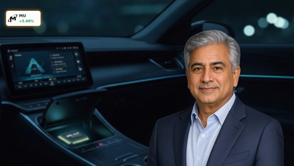 High-tech car dashboard displaying Micron Customer Agreements memory integration.