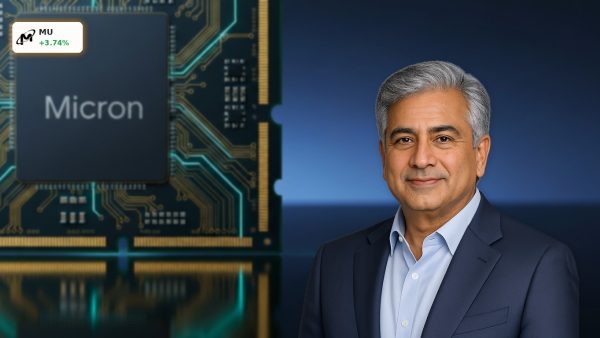 Advanced high-bandwidth memory chip representing high AI margins from the Micron Technology Earnings report.