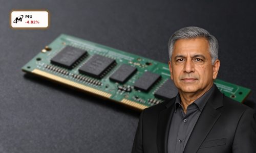 Micron Technology AI Earnings highlighted by premium HBM and DRAM memory chips on dark background