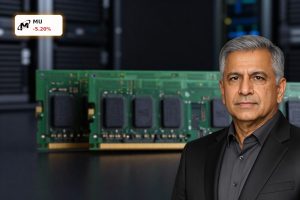 Micron Technology AI Memory Boom highlighted by premium HBM and DRAM chips under dramatic lighting