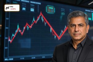 MU stock chart with slight pullback amid strong Micron AI Demand and AI memory growth backdrop