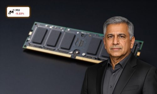 Micron Forecast illustrated with premium HBM AI memory chips under dramatic lighting