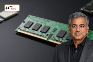 Micron Memory Prices reflected in ultra-realistic DRAM and NAND memory chips on a dark premium background