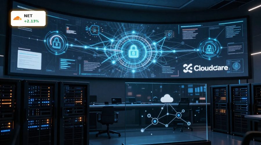 Cloudflare Agentic Web Partnership visualized as secure AI agents managing web traffic in a modern data center.