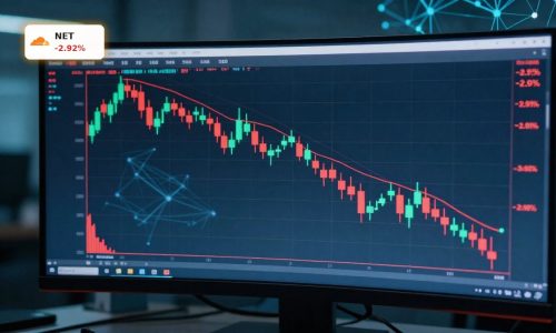 Cloudflare AI Security stock reaction with NET price chart dipping 2.9% amid Wiz deal and Mesh launch news